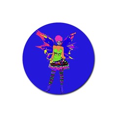 Fairy Punk Rubber Round Coaster (4 Pack)  by icarusismartdesigns