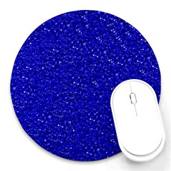 Sparkling Glitter Inky Blue Round Mousepads by ImpressiveMoments