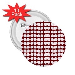 Red And White Leaf Pattern 2 25  Buttons (10 Pack)  by GardenOfOphir