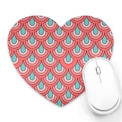 70s Peach Aqua Pattern Heart Mousepads by ImpressiveMoments