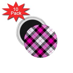 Smart Plaid Hot Pink 1 75  Magnets (10 Pack)  by ImpressiveMoments