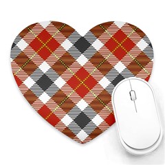 Smart Plaid Warm Colors Heart Mousepads by ImpressiveMoments