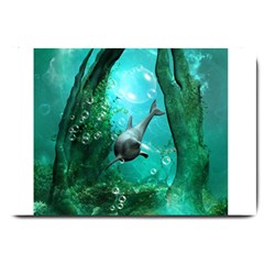 Wonderful Dolphin Large Doormat  by FantasyWorld7