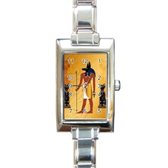 Anubis, Ancient Egyptian God Of The Dead Rituals  Rectangle Italian Charm Watches by FantasyWorld7