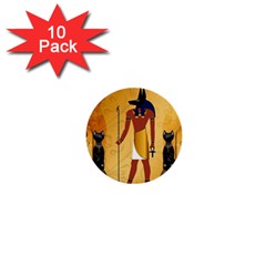 Anubis, Ancient Egyptian God Of The Dead Rituals  1  Mini Buttons (10 Pack)  by FantasyWorld7