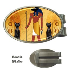 Anubis, Ancient Egyptian God Of The Dead Rituals  Money Clips (oval)  by FantasyWorld7