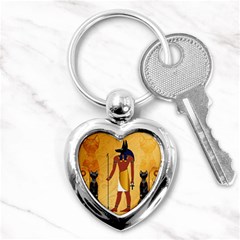 Anubis, Ancient Egyptian God Of The Dead Rituals  Key Chains (heart)  by FantasyWorld7