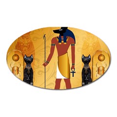 Anubis, Ancient Egyptian God Of The Dead Rituals  Oval Magnet by FantasyWorld7