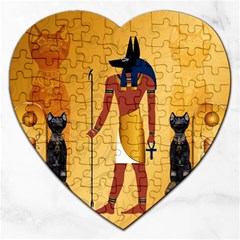 Anubis, Ancient Egyptian God Of The Dead Rituals  Jigsaw Puzzle (heart) by FantasyWorld7