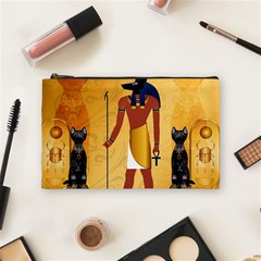 Anubis, Ancient Egyptian God Of The Dead Rituals  Cosmetic Bag (medium)  by FantasyWorld7