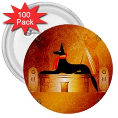 Anubis, Ancient Egyptian God Of The Dead Rituals  3  Buttons (100 Pack)  by FantasyWorld7