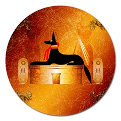 Anubis, Ancient Egyptian God Of The Dead Rituals  Magnet 5  (round) by FantasyWorld7