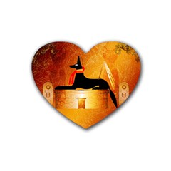 Anubis, Ancient Egyptian God Of The Dead Rituals  Heart Coaster (4 Pack)  by FantasyWorld7