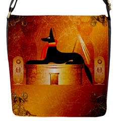 Anubis, Ancient Egyptian God Of The Dead Rituals  Flap Messenger Bag (s) by FantasyWorld7