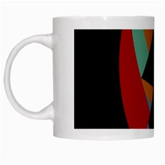 Fractal Design In Red, Soft-turquoise, Camel On Black White Mugs by digitaldivadesigns