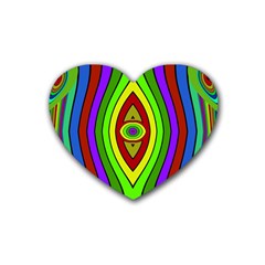 Colorful Symmetric Shapes Rubber Coaster (heart) by LalyLauraFLM