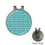 Teal And White Owl Pattern Hat Clips with Golf Markers Front