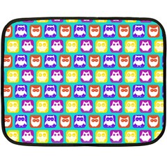 Colorful Whimsical Owl Pattern Double Sided Fleece Blanket (mini)  by GardenOfOphir