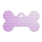 Purple Damask Gradient Dog Tag Bone (Two Sides) Front