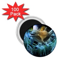 Funny Dolphin In The Universe 1 75  Magnets (100 Pack)  by FantasyWorld7