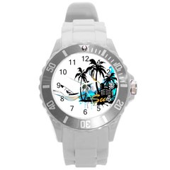 Surfing Round Plastic Sport Watch (l) by EnjoymentArt