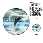 Funny Dolphin Jumping By A Heart Made Of Water Multi-purpose Cards (Round)  Front 6