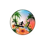 Tropical Design With Surfboarder Hat Clip Ball Marker Front