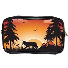 The Lonely Wolf In The Sunset Toiletries Bags by FantasyWorld7