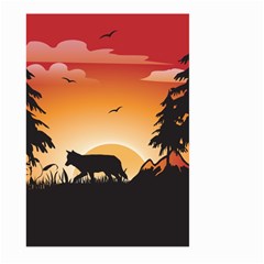 The Lonely Wolf In The Sunset Large Garden Flag (two Sides) by FantasyWorld7