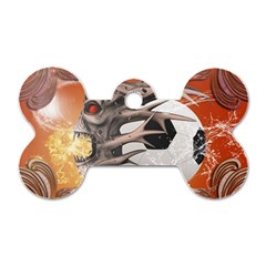 Soccer With Skull And Fire And Water Splash Dog Tag Bone (one Side) by FantasyWorld7