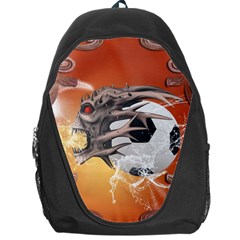 Soccer With Skull And Fire And Water Splash Backpack Bag by FantasyWorld7