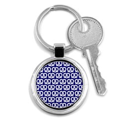 Navy Pretzel Illustrations Pattern Key Chains (round)  by GardenOfOphir