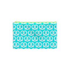 Aqua Pretzel Illustrations Pattern Cosmetic Bag (xs) by GardenOfOphir