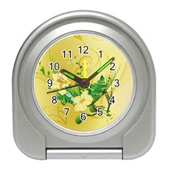 Wonderful Soft Yellow Flowers With Leaves Travel Alarm Clocks by FantasyWorld7