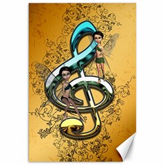 Music, Clef With Fairy And Floral Elements Canvas 20  X 30   by FantasyWorld7