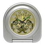 Decorative Clef With Damask In Soft Green Travel Alarm Clocks Front