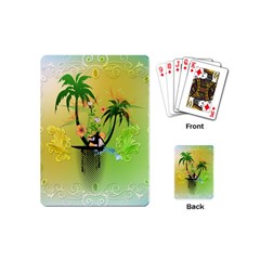 Surfing, Surfboarder With Palm And Flowers And Decorative Floral Elements Playing Cards (mini)  by FantasyWorld7