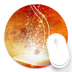 Wonderful Christmas Design With Snowflakes  Round Mousepads by FantasyWorld7