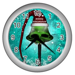 I Wish You A Merry Christmas, Funny Skull Mushrooms Wall Clocks (silver)  by FantasyWorld7