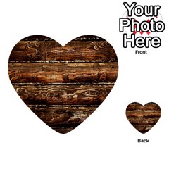 Dark Stained Wood Wall Multi-purpose Cards (heart)  by trendistuff