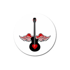 Flying Heart Guitar Magnet 3  (round) by waywardmuse