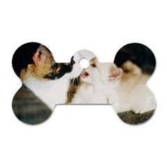 Calico Cat And White Kitty Dog Tag Bone (one Side) by trendistuff