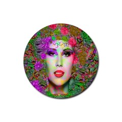 Flowers In Your Hair Rubber Round Coaster (4 Pack)  by icarusismartdesigns