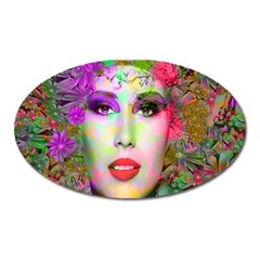 Flowers In Your Hair Oval Magnet by icarusismartdesigns