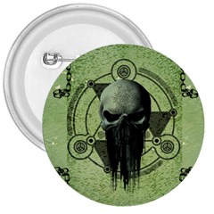 Awesome Green Skull 3  Buttons by FantasyWorld7