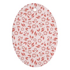 Red Seamless Floral Pattern Ornament (oval)  by TastefulDesigns