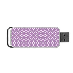 Lilac Purple Quatrefoil Pattern Portable Usb Flash (one Side) by Zandiepants