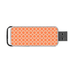 Tangerine Orange Quatrefoil Pattern Portable Usb Flash (one Side) by Zandiepants