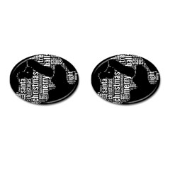 Funny Santa Black And White Typography Cufflinks (oval) by yoursparklingshop