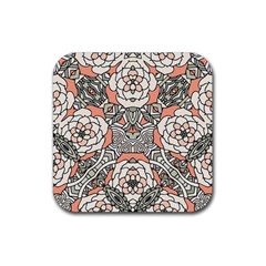 Petals In Vintage Pink, Bold Flower Design Rubber Coaster (square) by Zandiepants